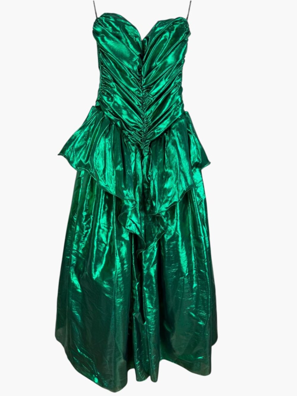 1980s ZUM ZUM Green Metallic Dress